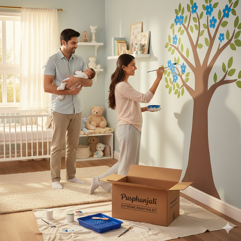 Self Painting Kit for Walls and Other Surfaces with Stencil